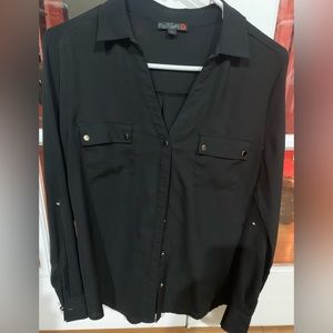 Guess Brand Black V-neck button down blouse. Women’s size S/P